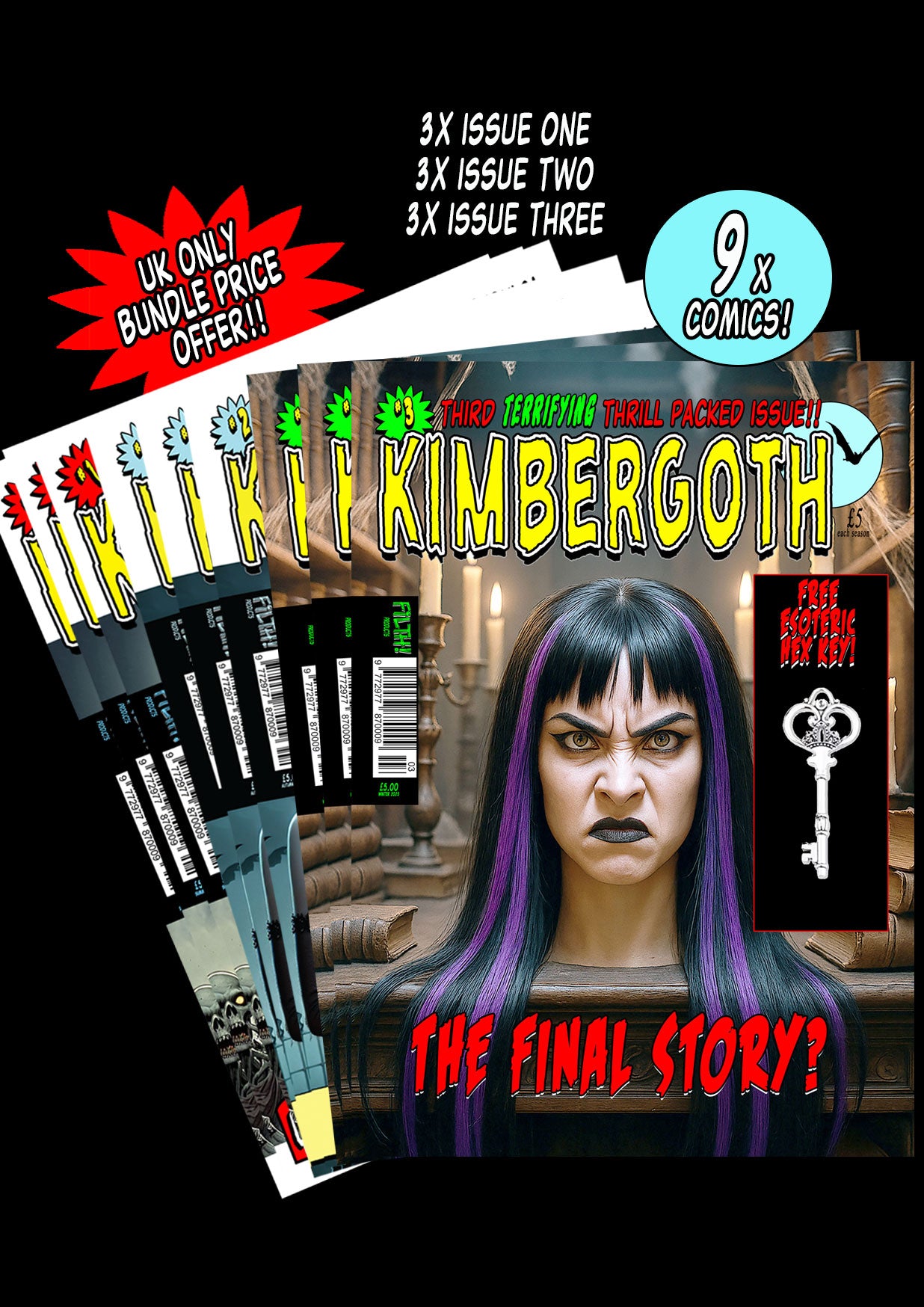 09A - Option - 3x Kimbergoth Comic Issue 1, 2 and 3 - 9x Comics Bundle Deal - UK Only